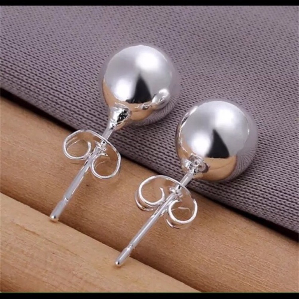 New 8mm Sterling Silver Post Earrings